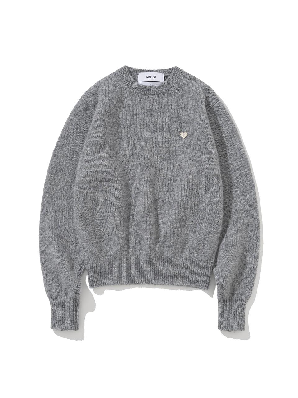 KNITTED Shaggy Dog Premium Shetland Wool Round Neck Sweater [GREY]