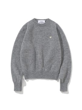 KNITTED Shaggy Dog Premium Shetland Wool Round Neck Sweater [GREY]