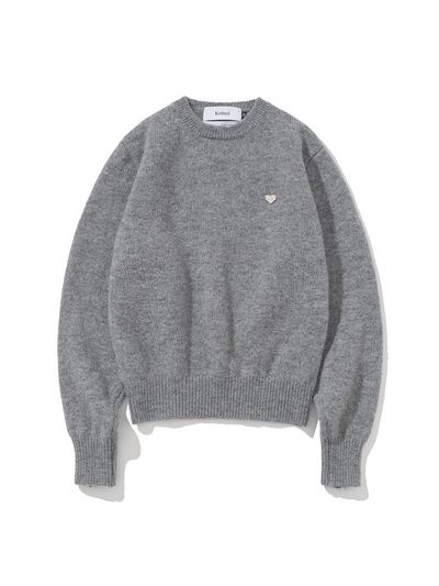 KNITTED Shaggy Dog Premium Shetland Wool Round Neck Sweater [GREY]