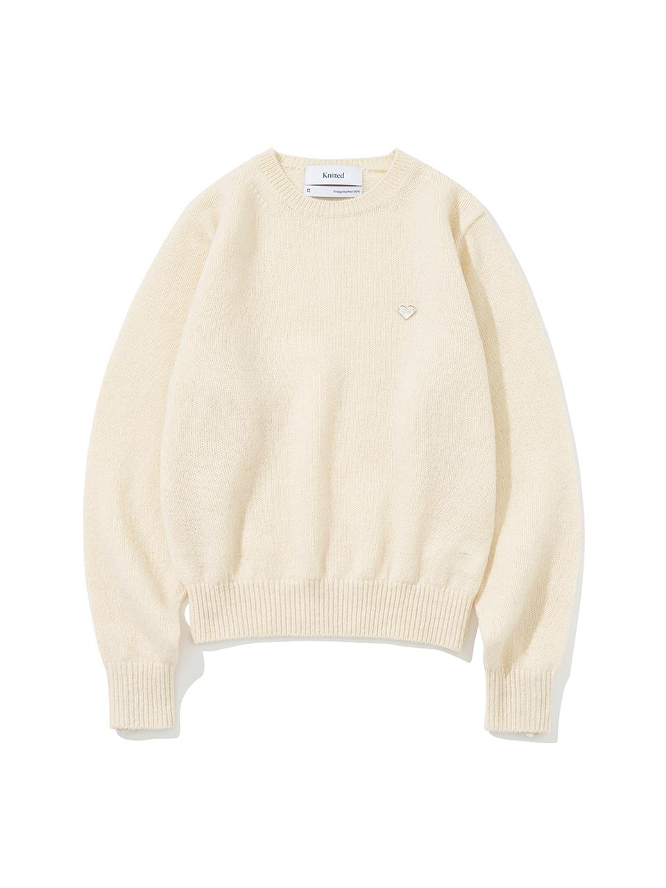 KNITTED Shaggy Dog Shetland Wool Round Neck Sweater [Beige]