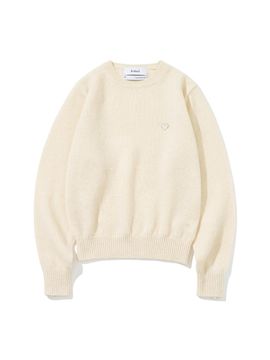 KNITTED Shaggy Dog Shetland Wool Round Neck Sweater [Beige]