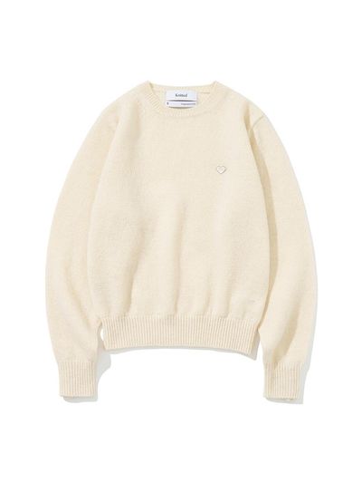 KNITTED Shaggy Dog Shetland Wool Round Neck Sweater [Beige]