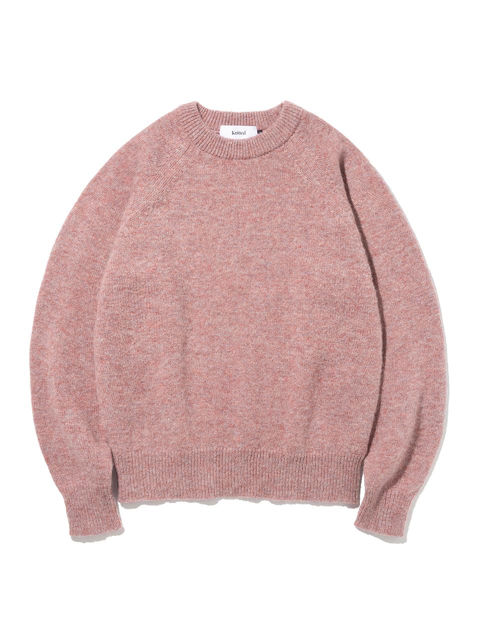 KNITTED Shaggy Fur Wool Round Neck Knit [PINK]