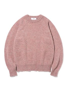 KNITTED Shaggy Fur Wool Round Neck Knit [PINK]