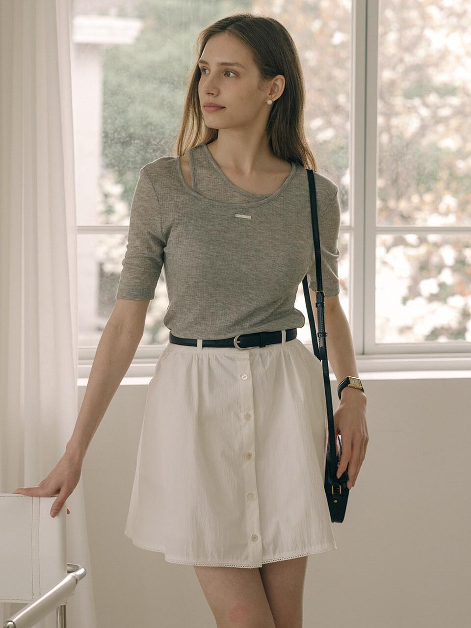 KNOWN BETTER Lace Front Button Skirt