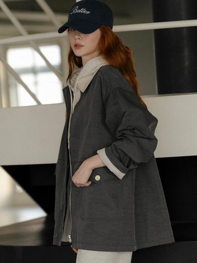 KNOWN BETTER Nylon Premium Relaxed Half Jumper [Charcoal]