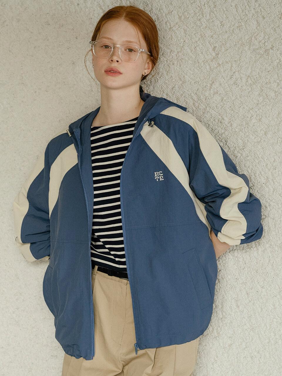 KNOWN BETTER Raglan Hood Lightweight Nylon Jumper [Blue]