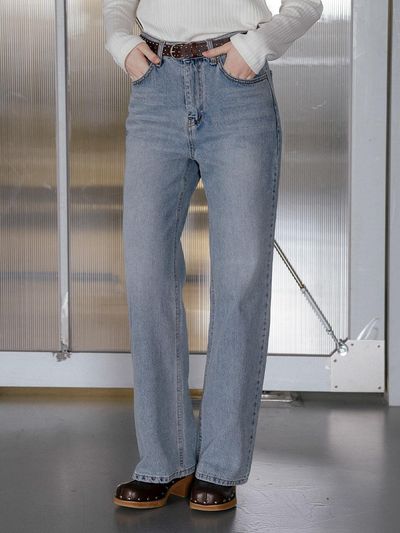 KNOWN BETTER Semi-wide Fit Cat Wash Cotton Denim Pants [Blue]