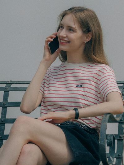 KNOWN BETTER Striped Logo Cotton T-shirt - Red