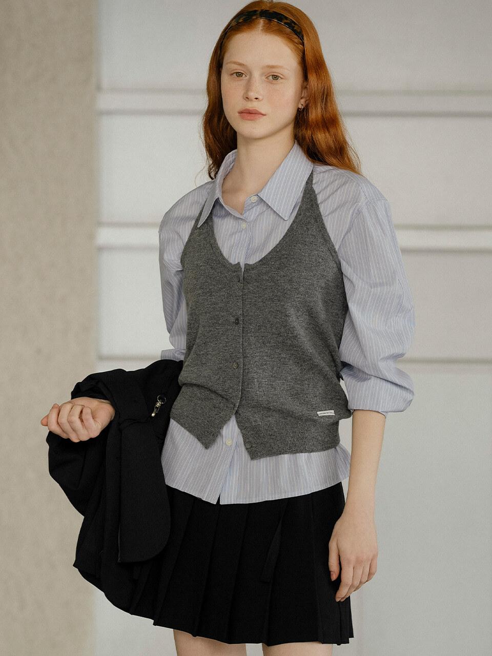 KNOWN BETTER Wool Blend Halter Knit Vest [Charcoal]