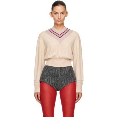 KNWLS KNWLS Beige Nora V Neck Sweater