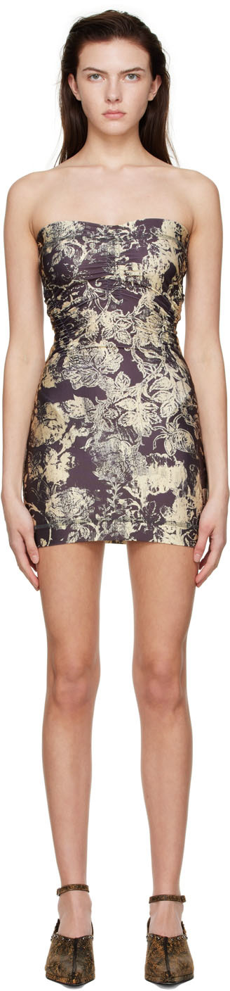 knee length dresses for ladies Adela Cap Sleeve Contrast Polyester Mini Dress main image 1