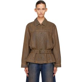 KNWLS KNWLS Brown Oversized Gloss Coated Denim Jacket