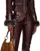 KNWLS KNWLS Brown Smocked Straight Leg Leather Trousers - 4