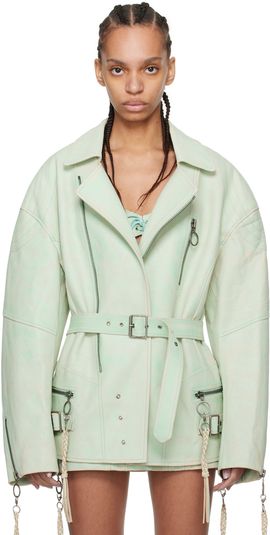 KNWLS KNWLS SSENSE Exclusive Green Nihil Leather Jacket