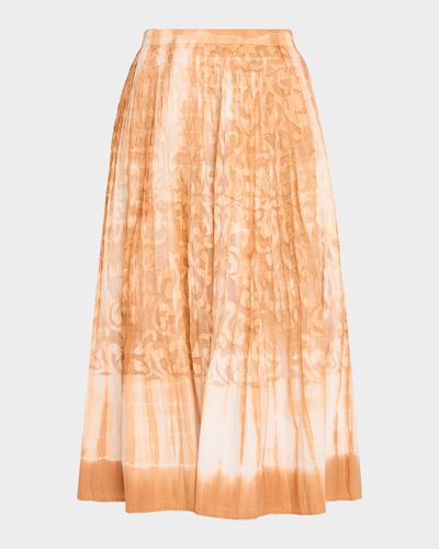 Kobi Halperin Andie Pleated Shibori-Print Burnout Midi Skirt