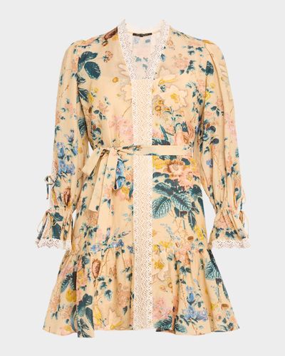 Kobi Halperin Beli Lace Trim Long-Sleeve Dress