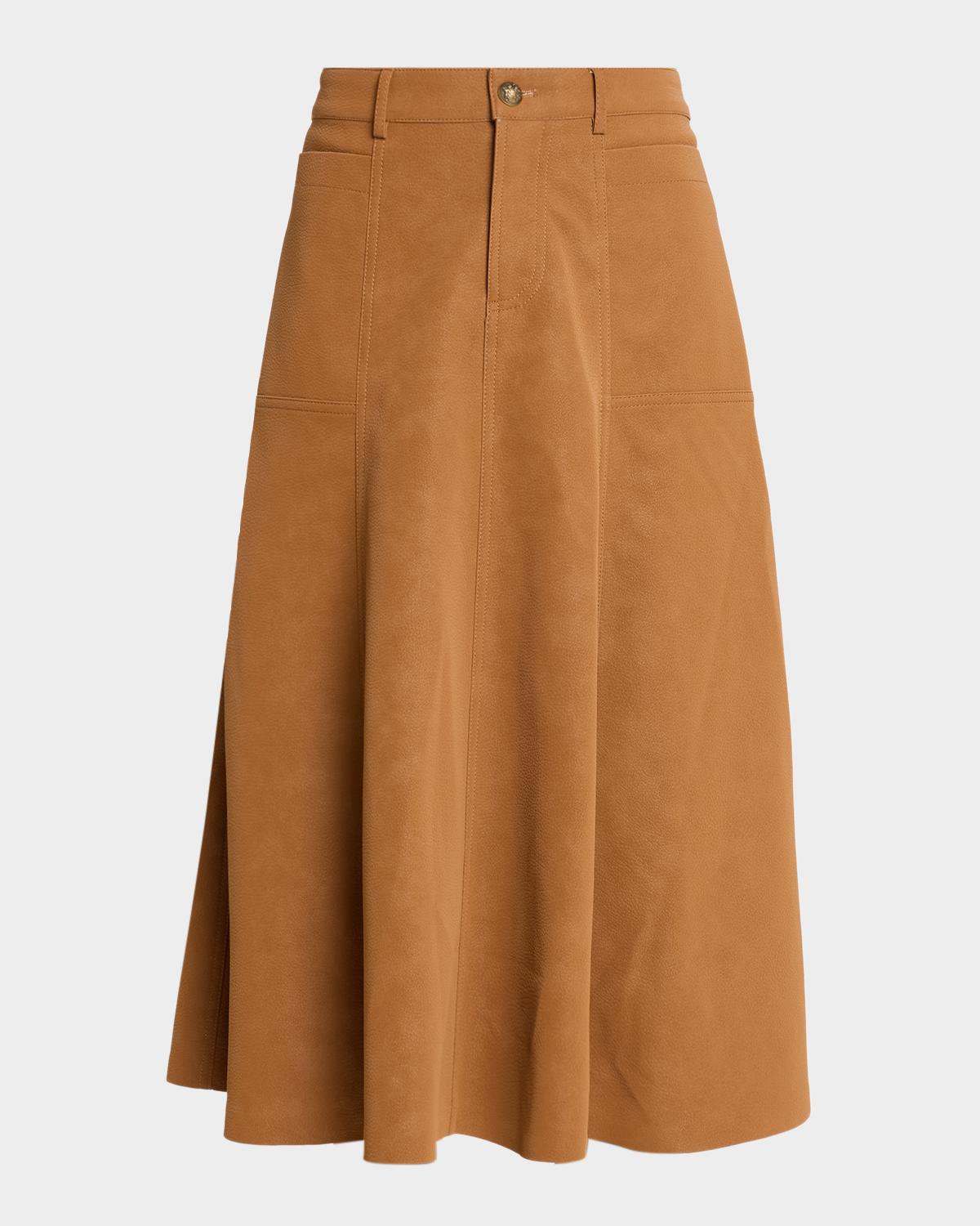 Kobi Halperin Connor Leather A-Line Midi Skirt