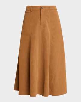 Kobi Halperin Connor Leather A-Line Midi Skirt