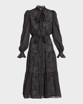 Kobi Halperin Erin Polka Dot Chiffon Midi Dress