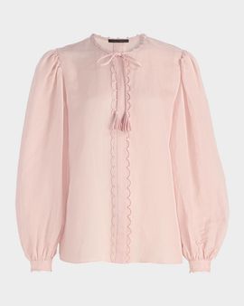 Kobi Halperin Harlow Scalloped Balloon-Sleeve Blouse