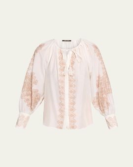 Kobi Halperin Hope V-Neck Long-Sleeve Blouse