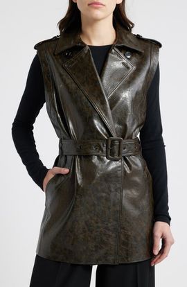KOBI HALPERIN KOBI HALPERIN Belted Faux Leather Vest