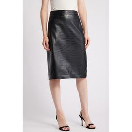 KOBI HALPERIN KOBI HALPERIN Croc Embossed Faux Lether Midi Skirt