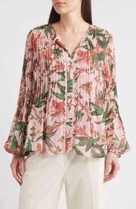 KOBI HALPERIN KOBI HALPERIN Helen Floral Pleated Top