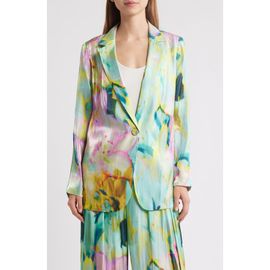 KOBI HALPERIN KOBI HALPERIN Joan Print One-Button Satin Blazer