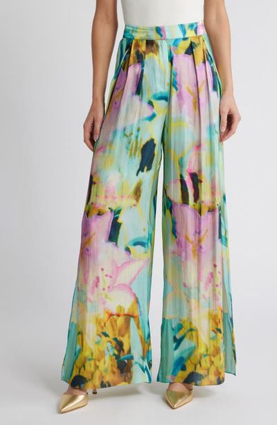 KOBI HALPERIN KOBI HALPERIN Loretta Floral Wide Leg Satin Pants