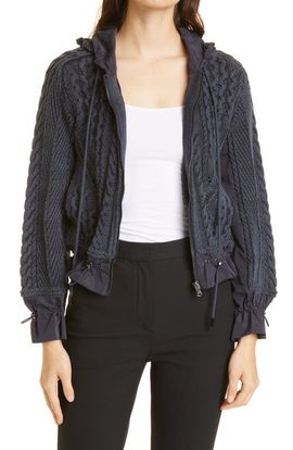 KOBI HALPERIN KOBI HALPERIN Lynne Mixed Knit Zip-Up Sweater