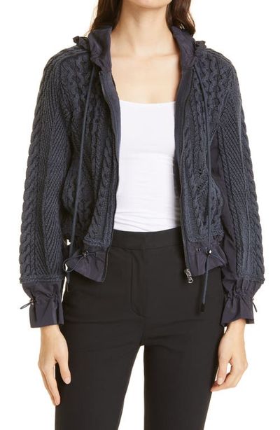 KOBI HALPERIN KOBI HALPERIN Lynne Mixed Knit Zip-Up Sweater