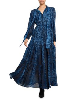Kobi Halperin Kobi Halperin Oak Belted Tiered Shirtdress