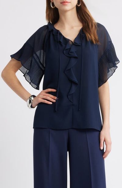 KOBI HALPERIN KOBI HALPERIN Ruffle Flutter Sleeve Chiffon Top