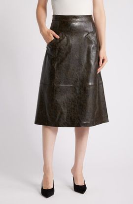 KOBI HALPERIN KOBI HALPERIN Rustic Faux Leather A-Line Skirt