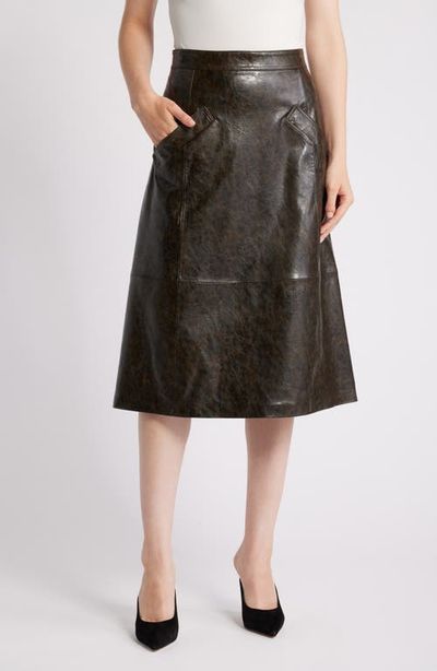 KOBI HALPERIN KOBI HALPERIN Rustic Faux Leather A-Line Skirt
