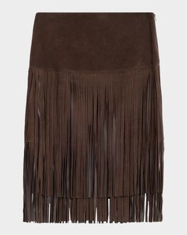 Kobi Halperin Kyla Fringed Suede Midi Skirt