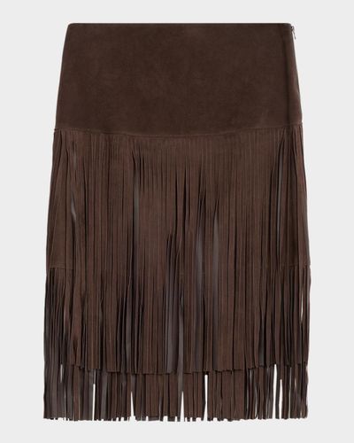 Kobi Halperin Kyla Fringed Suede Midi Skirt