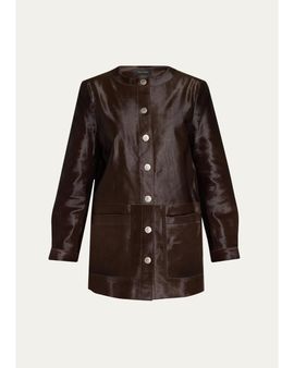 Kobi Halperin Lisa Leather & Calf Hair Button-Front Coat