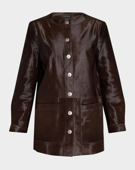Kobi Halperin Lisa Leather &amp; Calf Hair Button-Front Coat