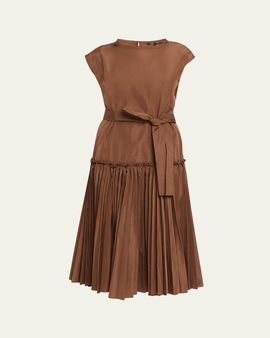 Kobi Halperin Logan Pleated Drop-Waist Midi Dress