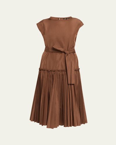 Kobi Halperin Logan Pleated Drop-Waist Midi Dress