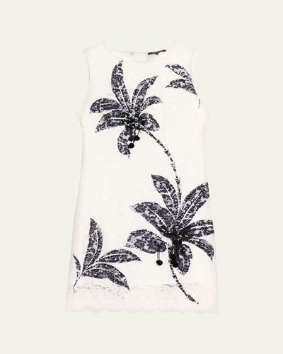 Kobi Halperin Maren Sleeveless Palm Leaf-Print Lace Dress