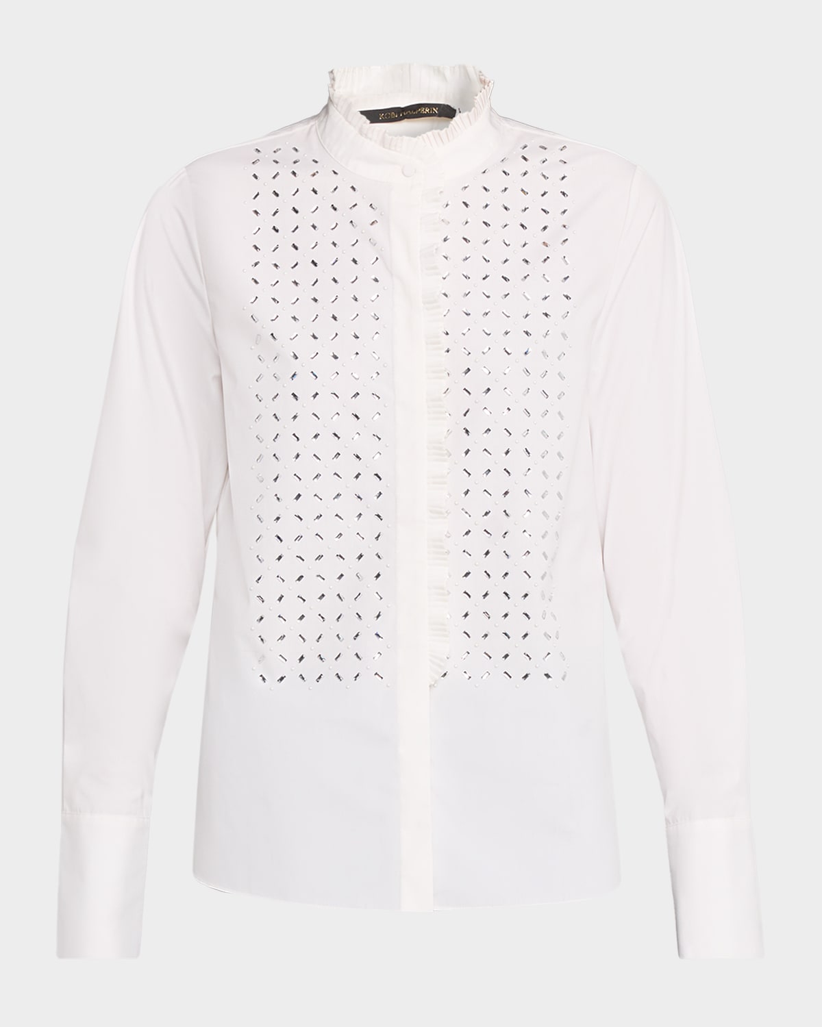 Kobi Halperin Mick Embellished Ruffle-Trim Blouse