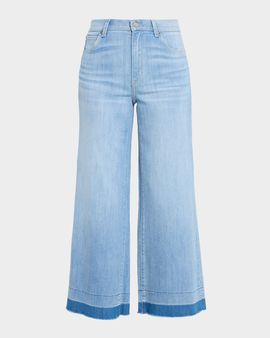 Kobi Halperin Rafaella Washed Denim Wide-Leg Cropped Jeans