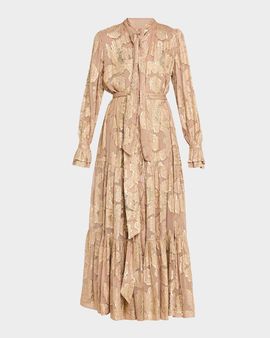 Kobi Halperin Rian Metallic Floral Jacquard Maxi Dress