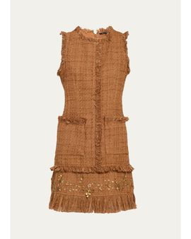 Kobi Halperin Rives Sequin-Embellished Tweed A-Line Mini Dress