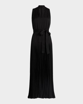Kobi Halperin Viva Pleated Satin Maxi Dress