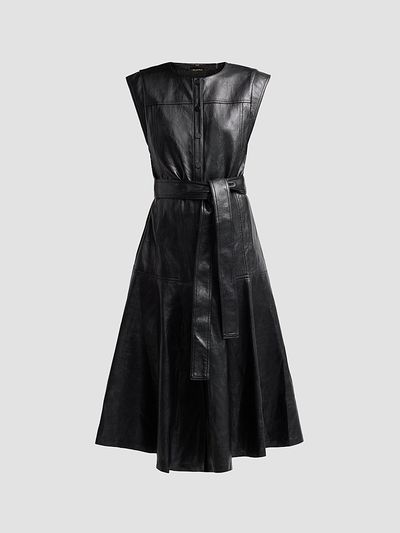 Kobi Halperin Women's Brenda Faux-Leather Tie-Waist Midi Dress